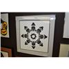 Image 1 : Framed black and white print titled "Secret Circles" pencil signed by artist Beau Dick '91, 69/155, 