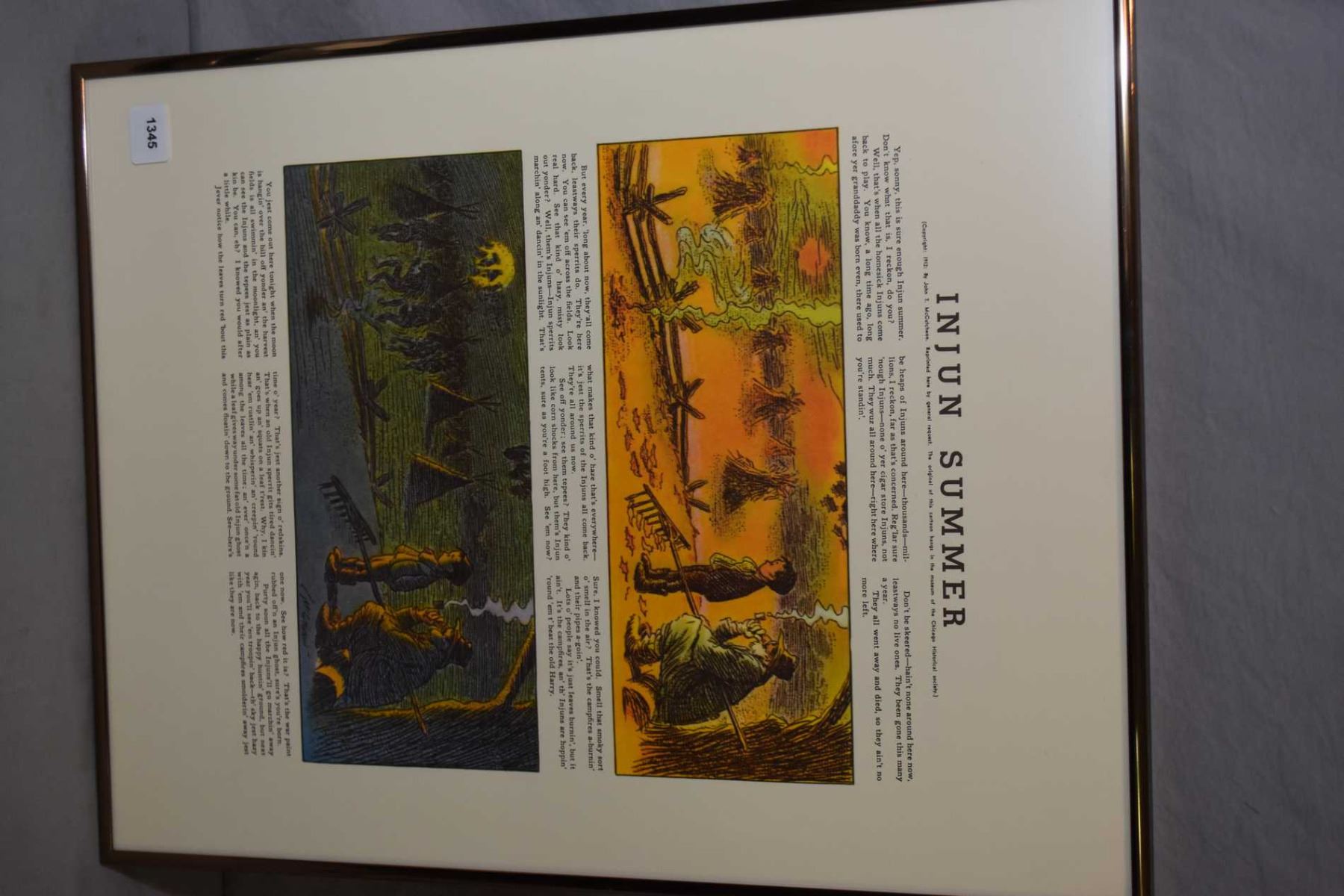 Framed reprint of Injun Summer, note the original of this cartoon hangs ...