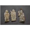 Image 1 : Three vintage carved ivory figures including one 2" netsuke and a pendant/brooch and a 1 3/4" carved