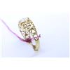 Image 2 : Ladies 10kt yellow gold filigree ring set with oval cut simulated diamond gemstone