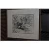 Image 1 : Framed charcoal drawing "Morning Mists" signed by artist D. King '93, 12" X 10"