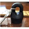 Image 1 : ANTIQUE HEAVY CAST IRON JAIL CELL PADLOCK WITH REMOVABLE SHACKLE & KEY