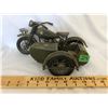 Image 1 : VINTAGE TIN MOTORCYCLE WITH SIDE CAR - MARKED U.S. ARMY