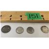 GR OF 4, 1919 CDN DIME, 1916 & 1935 THREE PENCE, 1948 SIX PENCE