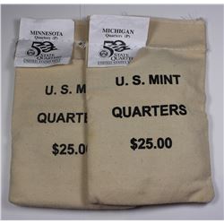 TWO BAGS SEALED $25 FACE VALUE STATE QUARTERS