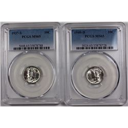 1937-S AND 1940-D MERCURY DIMES PCGS