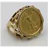 Image 1 : 1987 $5 GOLD EAGLE BU IN 14 K RING