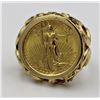 Image 2 : 1987 $5 GOLD EAGLE BU IN 14 K RING