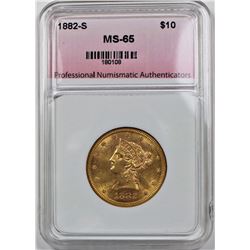 1882-S $10 GOLD LIBERTY, PNA