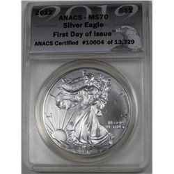 2012 AMERICAN SILVER EAGLE ANACS MS 70