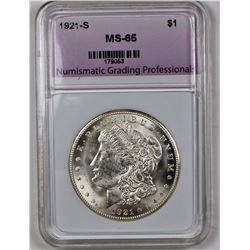 1921-S MORGAN SILVER DOLLAR NGP