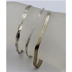 THREE STERLING SILVER BRACELETS