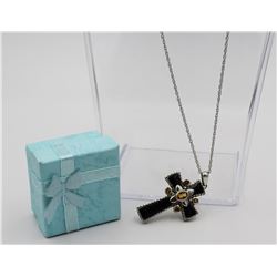 THAILAND .925 CROSS NECKLACE WITH ONYX