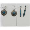 Image 1 : TWO PAIRS OF STERLING SILVER & TURQUOISE EARRINGS
