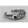 Image 2 : STERLING SILVER SEMI-PRECIOUS HINGED BANGLE