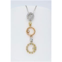 14KT Tri Color Gold 0.25ctw Diamond Pendant with Chain