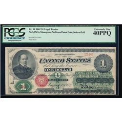 1862 $1 Legal Tender Note PCGS 40PPQ