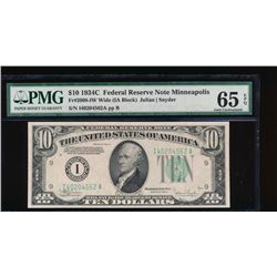 1934C $10 Minneapolis Federal Reserve Note PMG 65EPQ