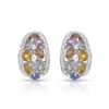 Image 1 : 14KT White Gold 6.57ctw Multi Color Sapphire and Diamond Earrings