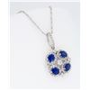 Image 3 : 18KT White Gold 1.04ctw Blue Sapphire and Diamond Pendant with Chain