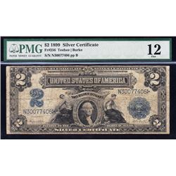 1899 $2 Mini Porthole Silver Certificate PMG 12