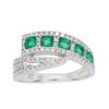 Image 1 : 14KT White Gold 0.56ctw Emerald and Diamond Ring