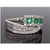 Image 2 : 14KT White Gold 0.56ctw Emerald and Diamond Ring