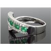 Image 3 : 14KT White Gold 0.56ctw Emerald and Diamond Ring