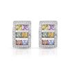 Image 1 : 14KT White Gold 4.80ctw Multi Color Sapphire and Diamond Earrings
