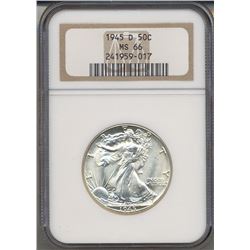 1945-D Walking Liberty Half Dollar Coin NGC MS66
