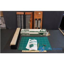 Lot of Craft Supplies - Cutting Matt, Knitting Needle Book W/ Needles and Broom Head