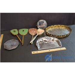 2 Vanity Sets and Other - Mirrors, Trays, Hair Brushes
