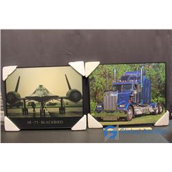 SR-71 Blackbird Air Craft Picture w/ Lights & Semi Picture (Lights not working on the semi)