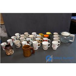 Lot of Coffee Mugs and Coffee Pot