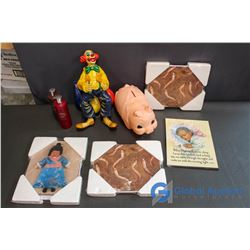 Lot of Anne Geddes Photos, Avon After Shave, Piggy Bank and Clown