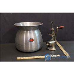 Meat Grinder and Metal Spitoon