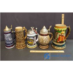 (5) Decorative Beer Steins
