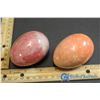 Image 2 : Pair of Italian Alabaster Eggs (Orange & Red)