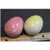 Image 2 : Pair of Italian Alabaster Eggs (Red & Yellow)