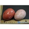 Image 2 : Pair of Italian Alabaster Eggs (Red & Pink)