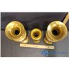 Image 2 : Lot of (3) Etched and Painted Brass Vases