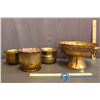 Image 3 : (3) Brass Planters and Decorative Brass Basin