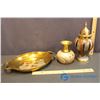 Image 1 : Lot of Painted Brass Tray and Vases