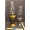 Image 1 : (1) Glass Oil Lamp and (1) Brass