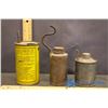 Image 4 : Coleman Measuring Can & (2) Smaller Oil Cans