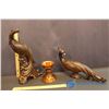 Image 1 : (2) Copper Colour Peacocks, (1) Copper Candlestick Holder
