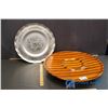 Image 1 : Wooden Table Top Lazy Susan (20" Diameter) & Decorative Platter