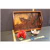 Image 1 : Breakable Decorative Flowers Made in Italy & Wooden Tray