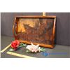 Image 2 : Breakable Decorative Flowers Made in Italy & Wooden Tray