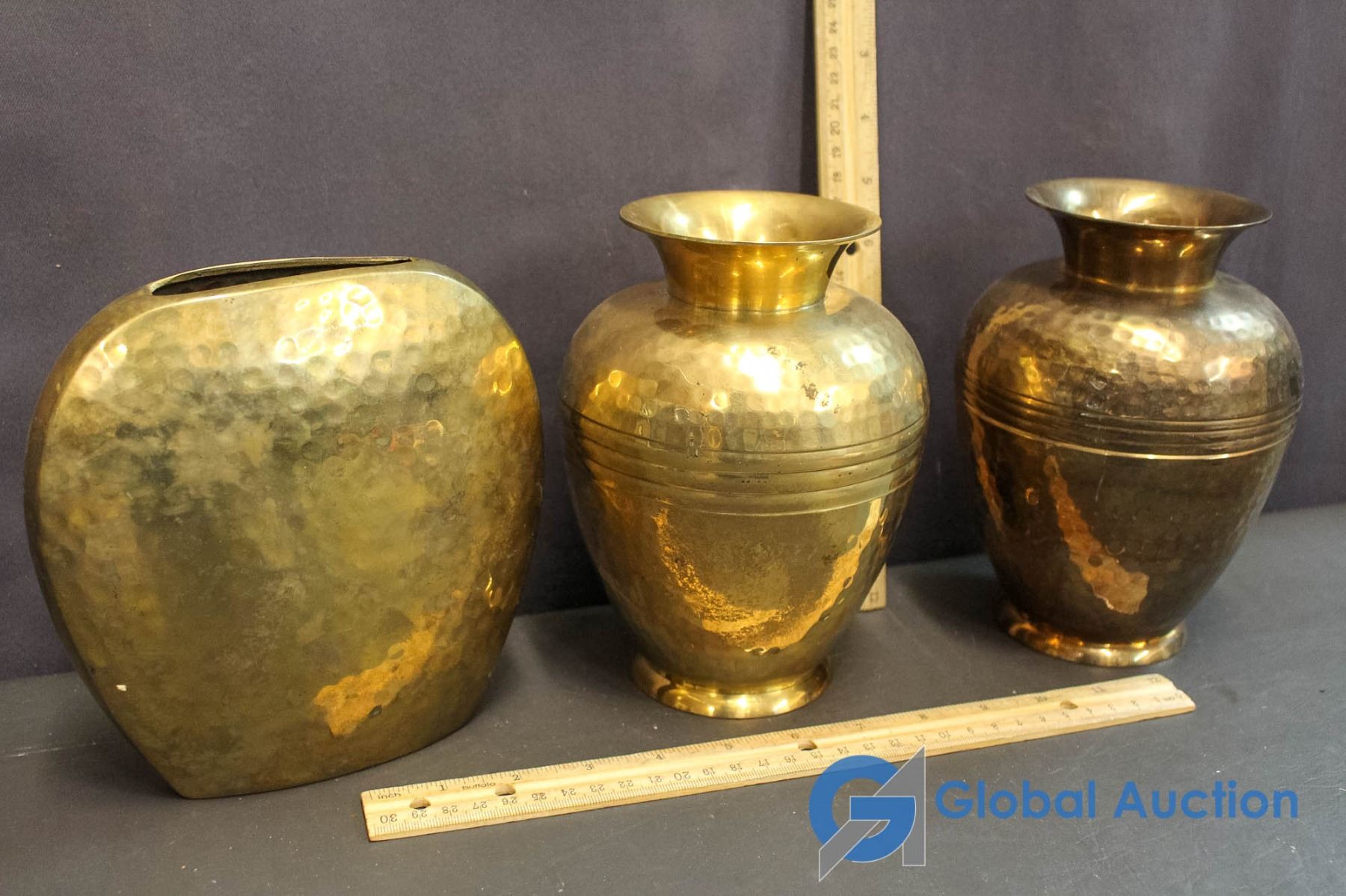 3 Brass Vases